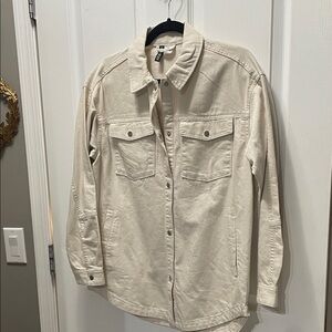 H&M Beige Button-Up Shirt Jacket Women’s Size XS